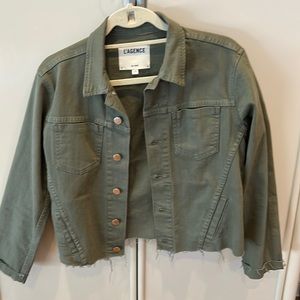 L’agence janelle raw hem green denim jacket size L